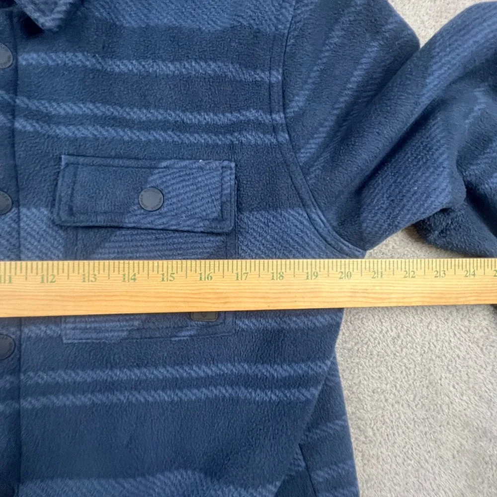 Voyager Mens Blue Striped Sherpa Lined Fleece Shirt Jacket‎ Shacket Medium